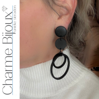 Clip oorbellen zwart hout Duna