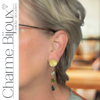 Clip oorbellen luxe groen goudkleurig