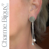 Clip oorbellen Two Ball zilverkleur