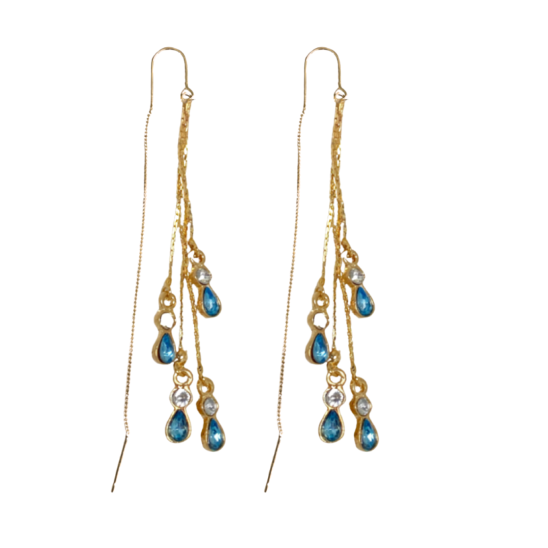 Oorbellen Livia goudkeur blauw doorsteek