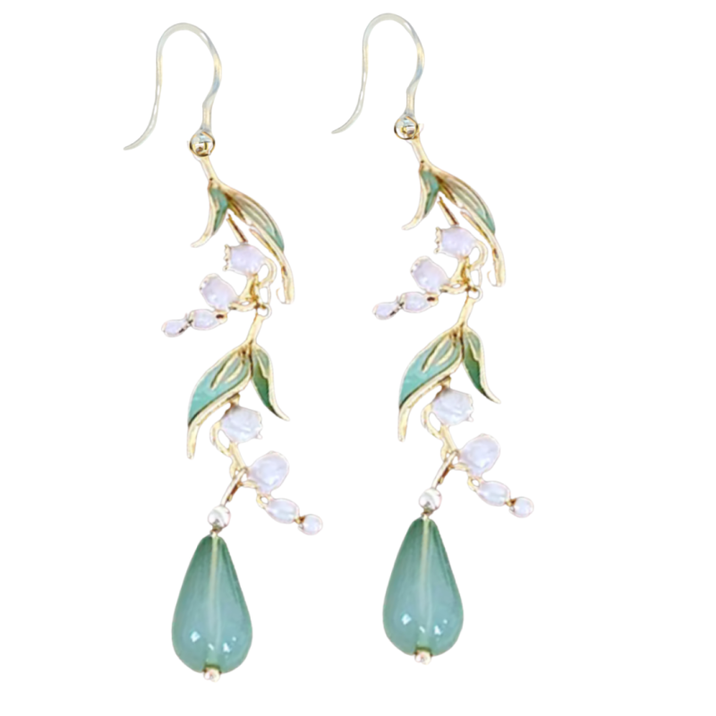 Allergievrije oorbellen Fallon mint groen goudkleurig