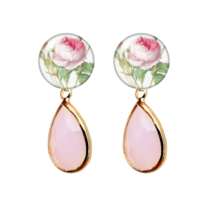 Clip oorbellen Florence druppel roze