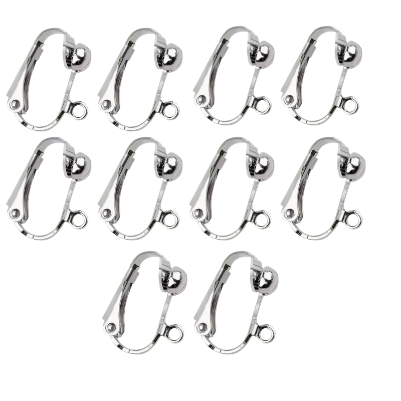 10 Klem oorbellen  zilverkleur
