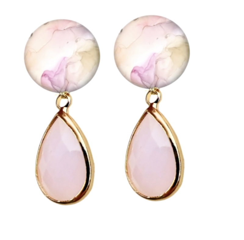 Clip oorbellen goudkleurig roze Annisa