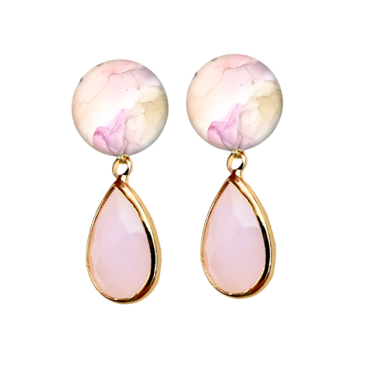 Clip oorbellen goudkleurig roze Annisa