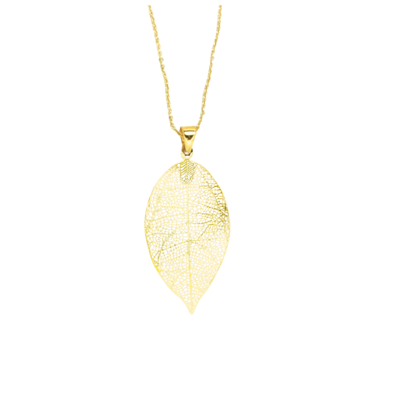 Ketting filigraan boomblad goudkleurig