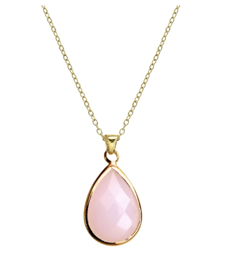 Ketting Roze druppel goudkleurig Ketting Roze druppel goudkleurig