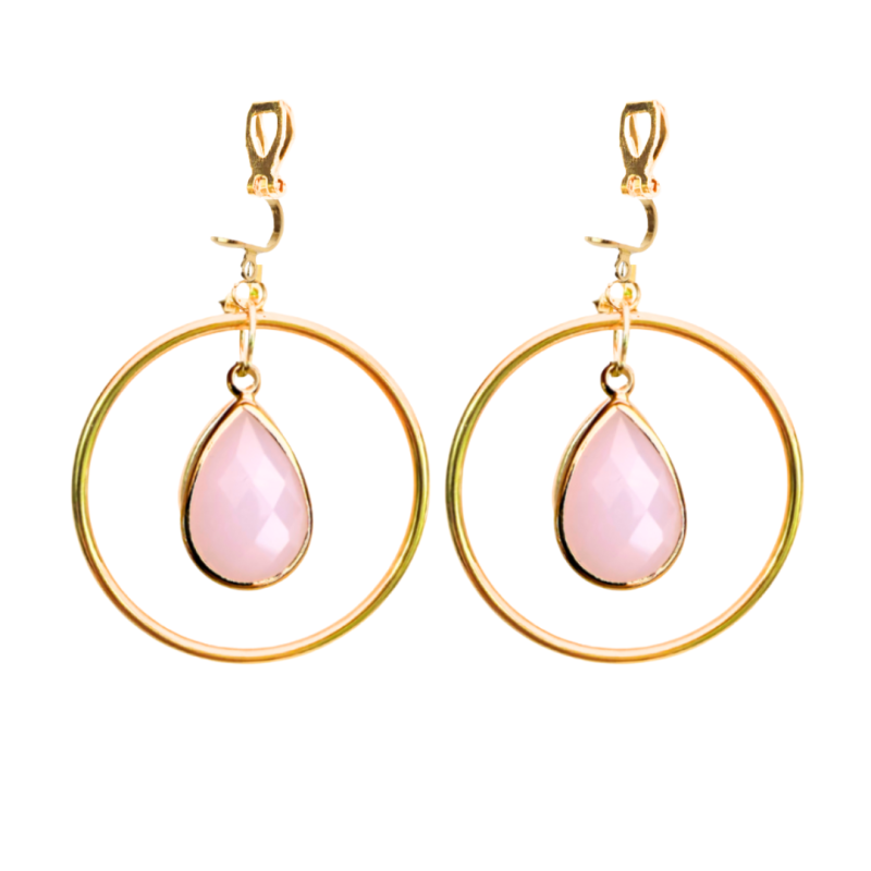 Clip oorringen roze goudkleur