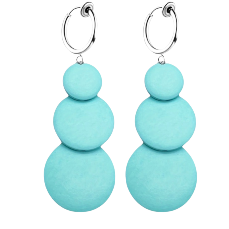Klem oorbellen oceaanblauw  hout Pixi