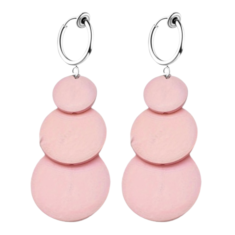 Klem oorbellen baby roze  hout Pixi