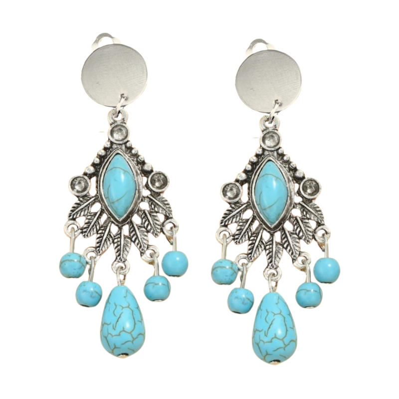 Clip oorbellen Turquoise zilverkleur