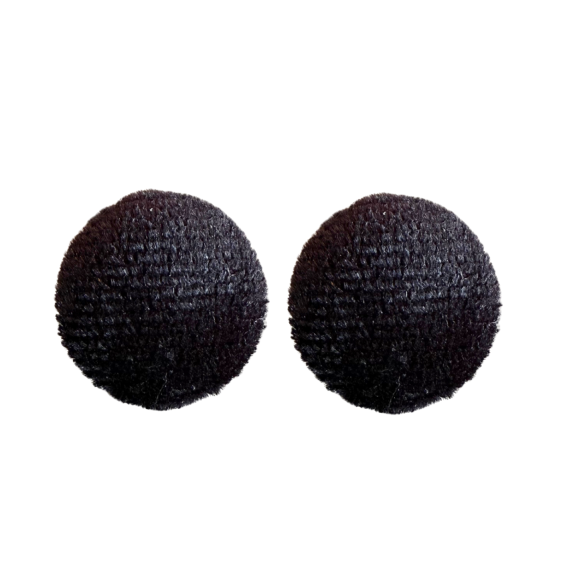Clip oorbellen zwart fluweel 1.5 cm