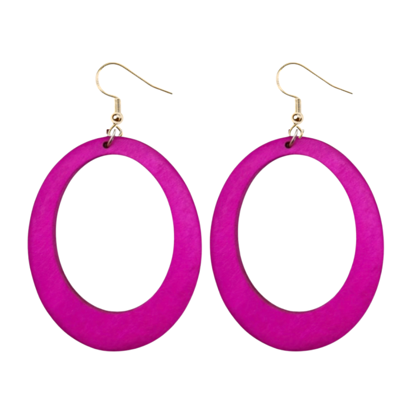 Zilver oorbellen hout hard roze goudkleurig 7.5 cm Zilver oorbellen hout hard roze goudkleurig 7.5 cm