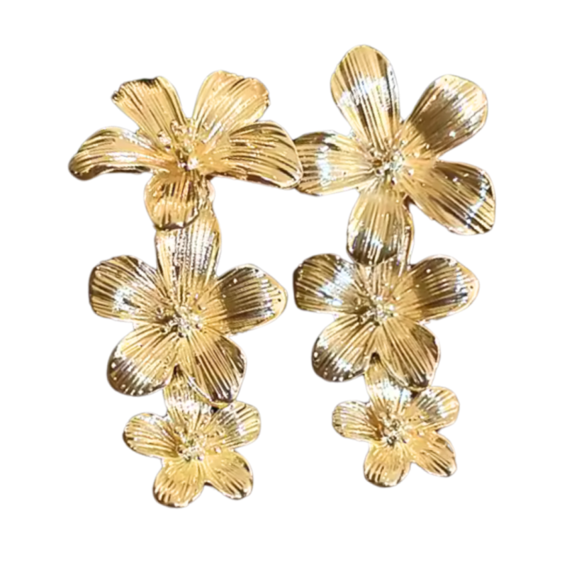Oorbellen goudkleurig bloemen