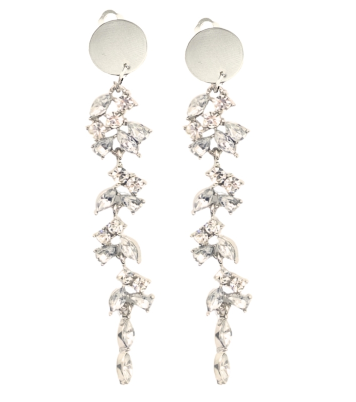 Clip oorbellen Strass zilverkleur