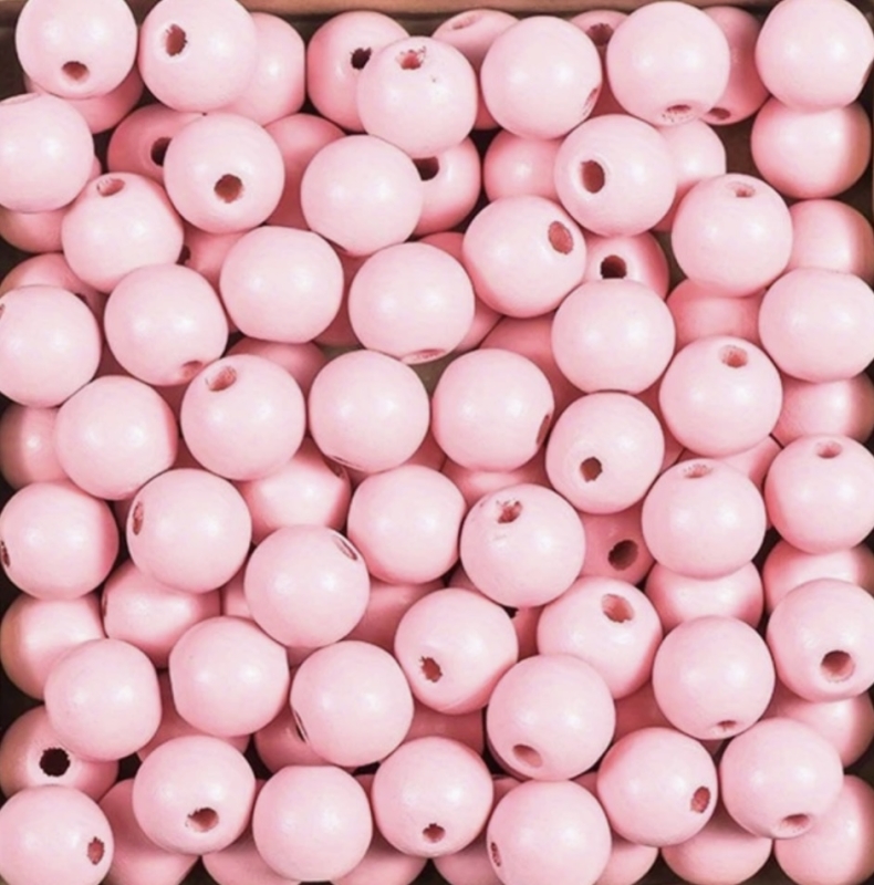 500 houten kralen licht roze  6 mm