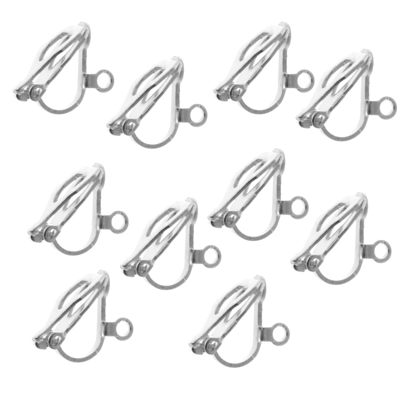 10 Clip oorbellen met oogje Zilverkleur