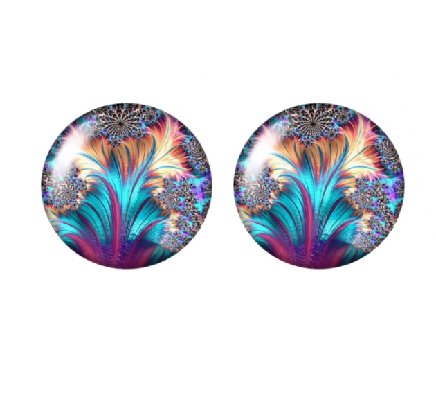 Clip oorbellen blauw roze 16 mm