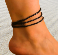 3 enkelbandje zwarte kraal 20 cm