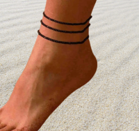 3 enkelbandje zwarte kraal 20 cm