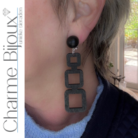 Clip oorbellen zwart hout Olivia