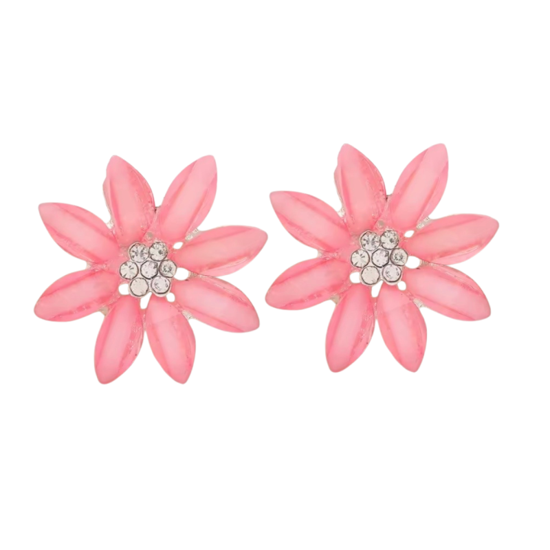 Clip oorbellen Roze bloem Emma-Lou 2.5 cm