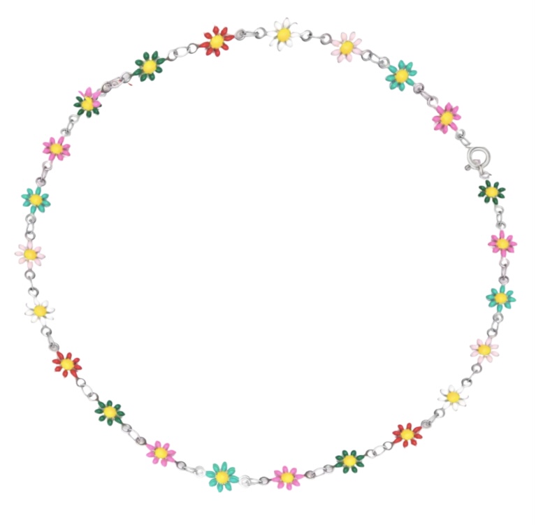 Enkelbandje madelief zilverkleur  19 -24 cm