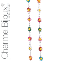 Enkelbandje Zilverkleur madelief gekleurd  Daisy 17-19 cm