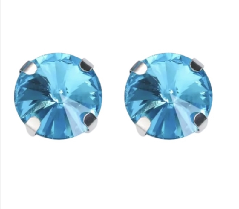 Magneet oorbellen 10 mm  Aqua Blauw
