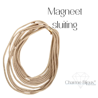 Magneet ketting textiel beige goudkleur