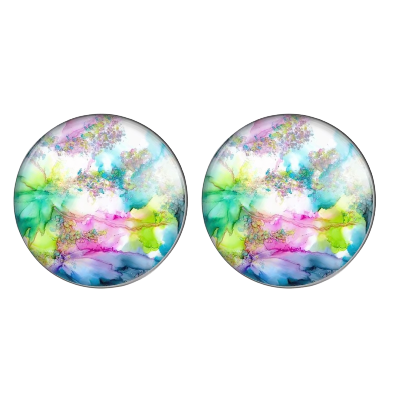 Clip oorbellen roze blauw groen 2 cm