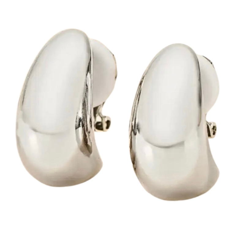 Clip oorbellen Druppel zilverkleur 2 cm