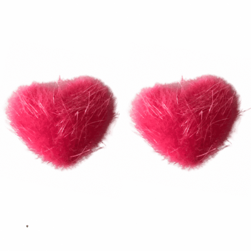 Clip oorbellen hart pluche