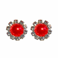 Klem oorbellen strass  zilverkleur