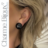 Clip oorbellen Berl zwart 18-25 mm