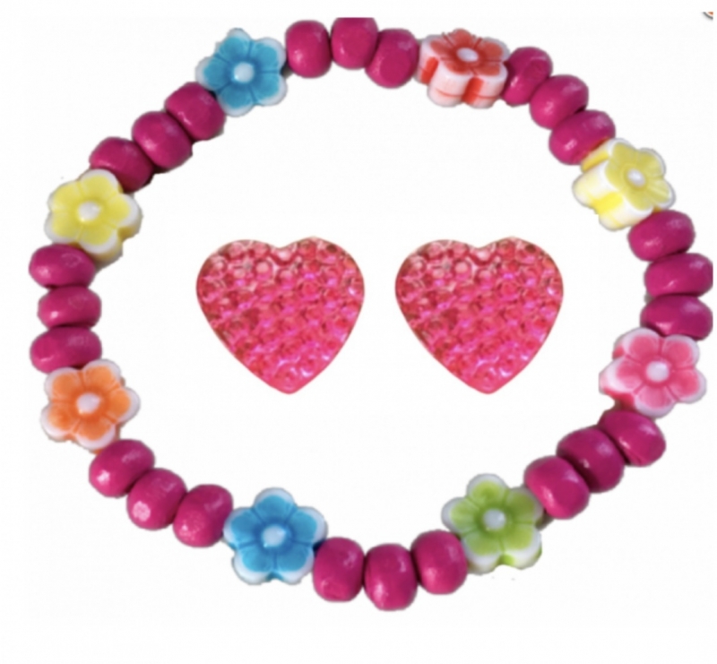 Set Doris Clip oorbellen  hart en armbandje