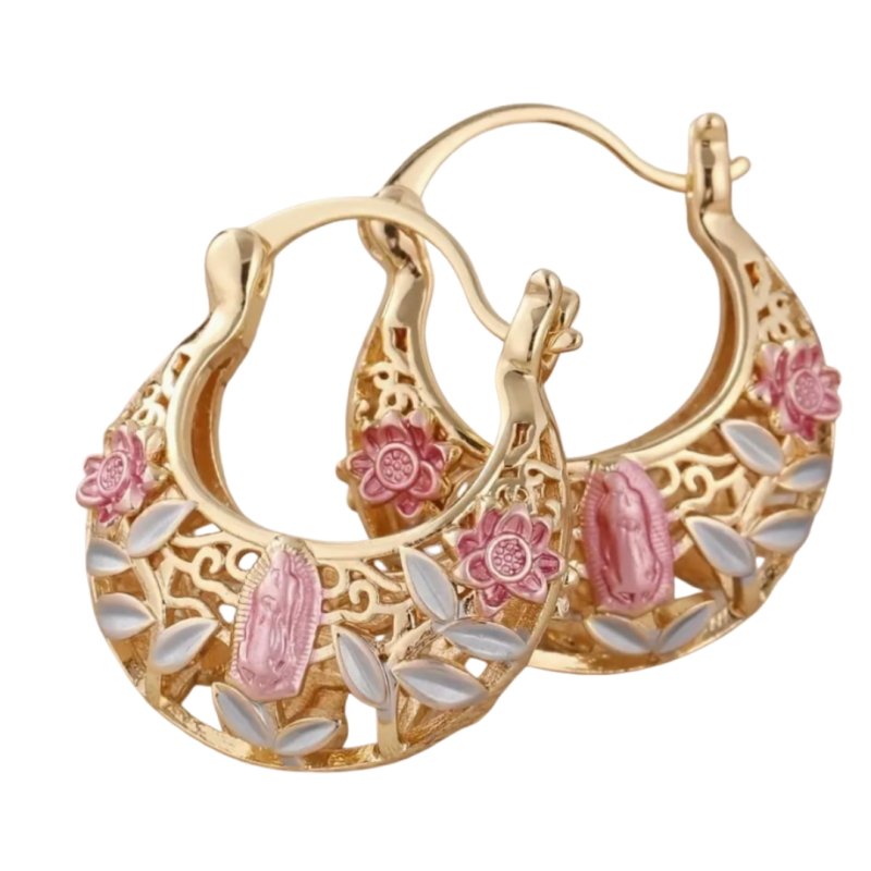Oorbellen met rozen Goudkleur pastel