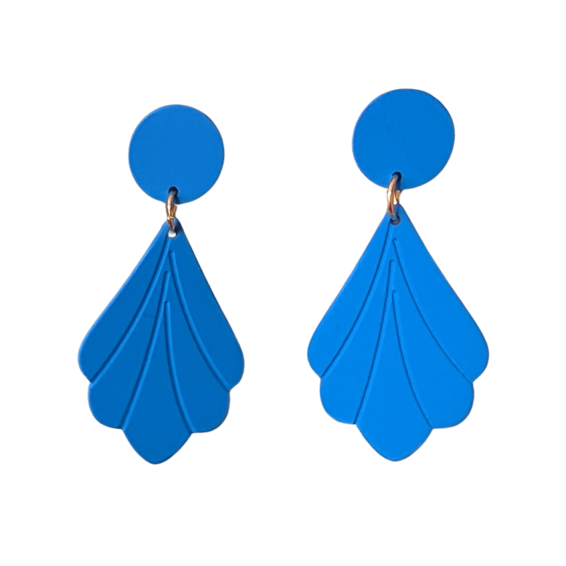 Oorbellen waaier blauw