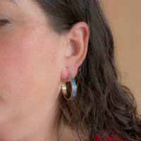 Oorbellen oud blauw verguld goud oorringen