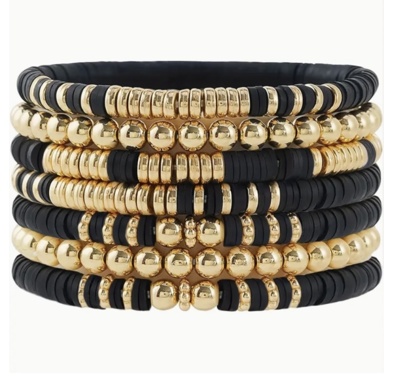 Armbanden set Zwart goudkleur 7- delig Armbanden set Zwart goudkleur 7- delig