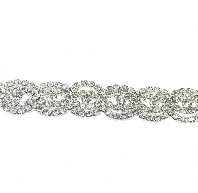 Strass armband Plus size zilverkleur 21-27 cm