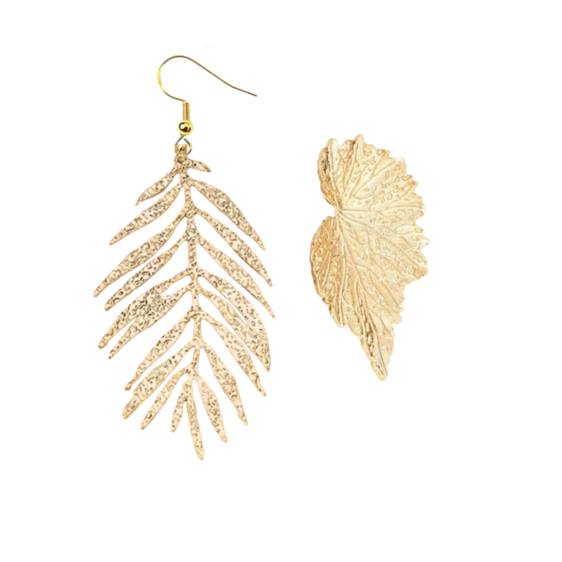 Oorbellen goudkleur boomblad palm 8 cm