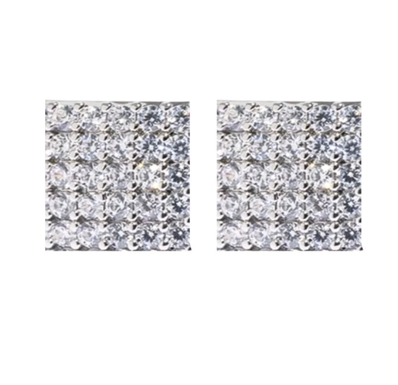 Magneet oorbellen strass zilverkleur 2 cm