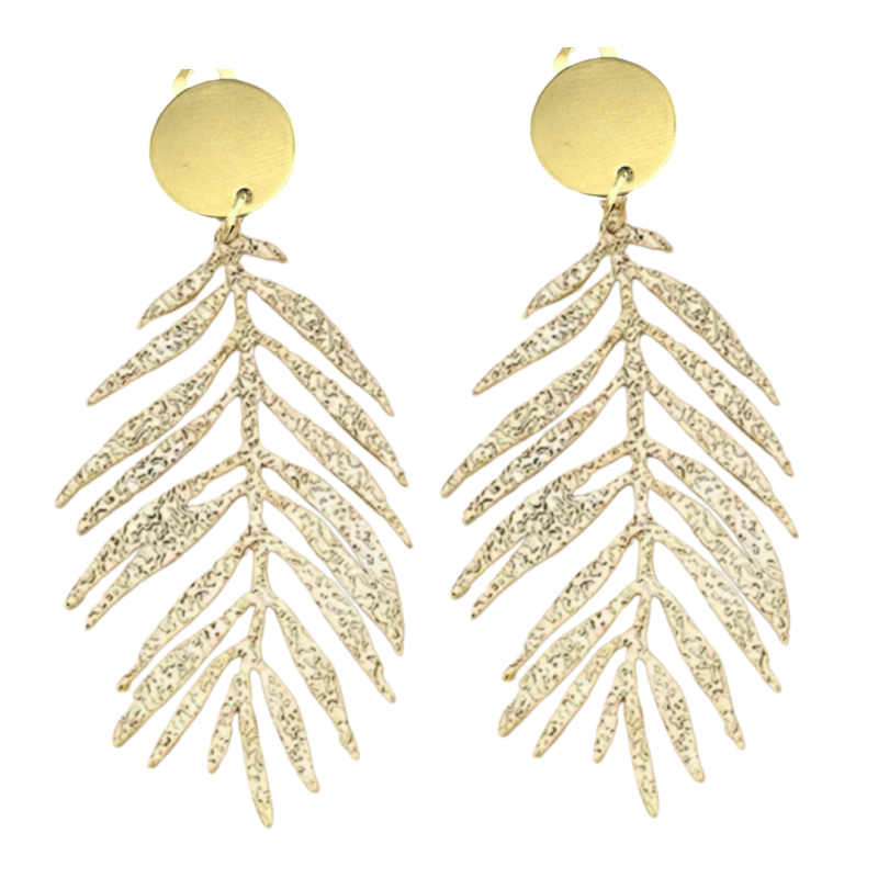 Clip oorbellen goudkleurig varen blad 8 cm Clip oorbellen goudkleurig varen blad 8 cm