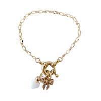 Set Bows-armband ketting oorbellen- 14k goudverguld