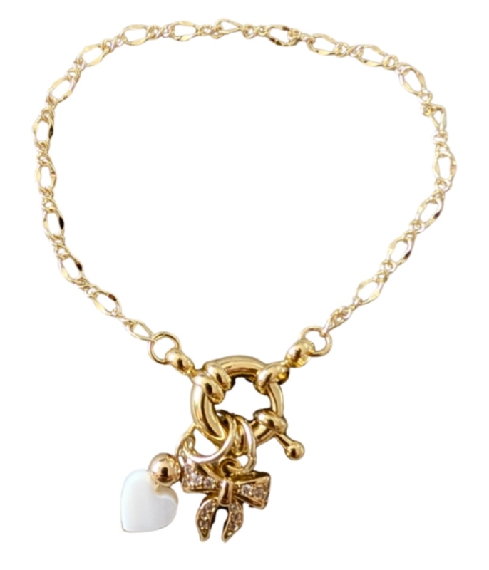 Armband Bows - 14k goudverguld - 15,5cm