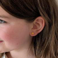 Oorbellen Smiley RVS goud- schroefsluiting