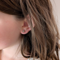 Oorbellen Smiley RVS Zilver- Schroefsluiting