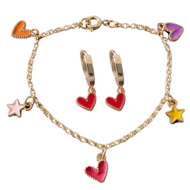 Set Shine & Love - oorbellen en armbandje 14K goudverguld