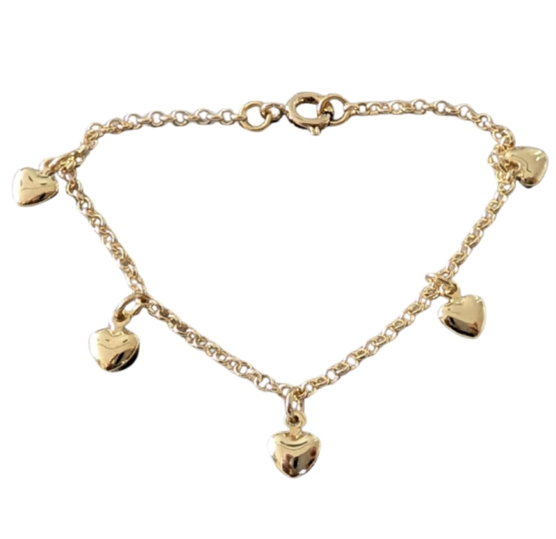 Armband hartjes 14k goldplated - 15,5 cm- kinderen Armband hartjes 14k goldplated - 15,5 cm- kinderen